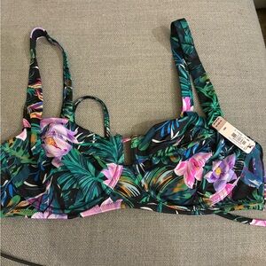 Victoria's Secret Floral Bikini Top - Black and Purple
